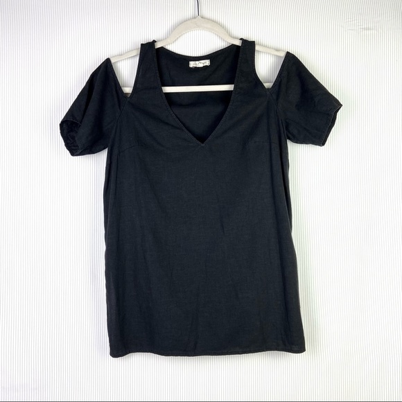 Silence and Noise Linen Cold Shoulder Blouse Small​​ - Picture 1 of 10